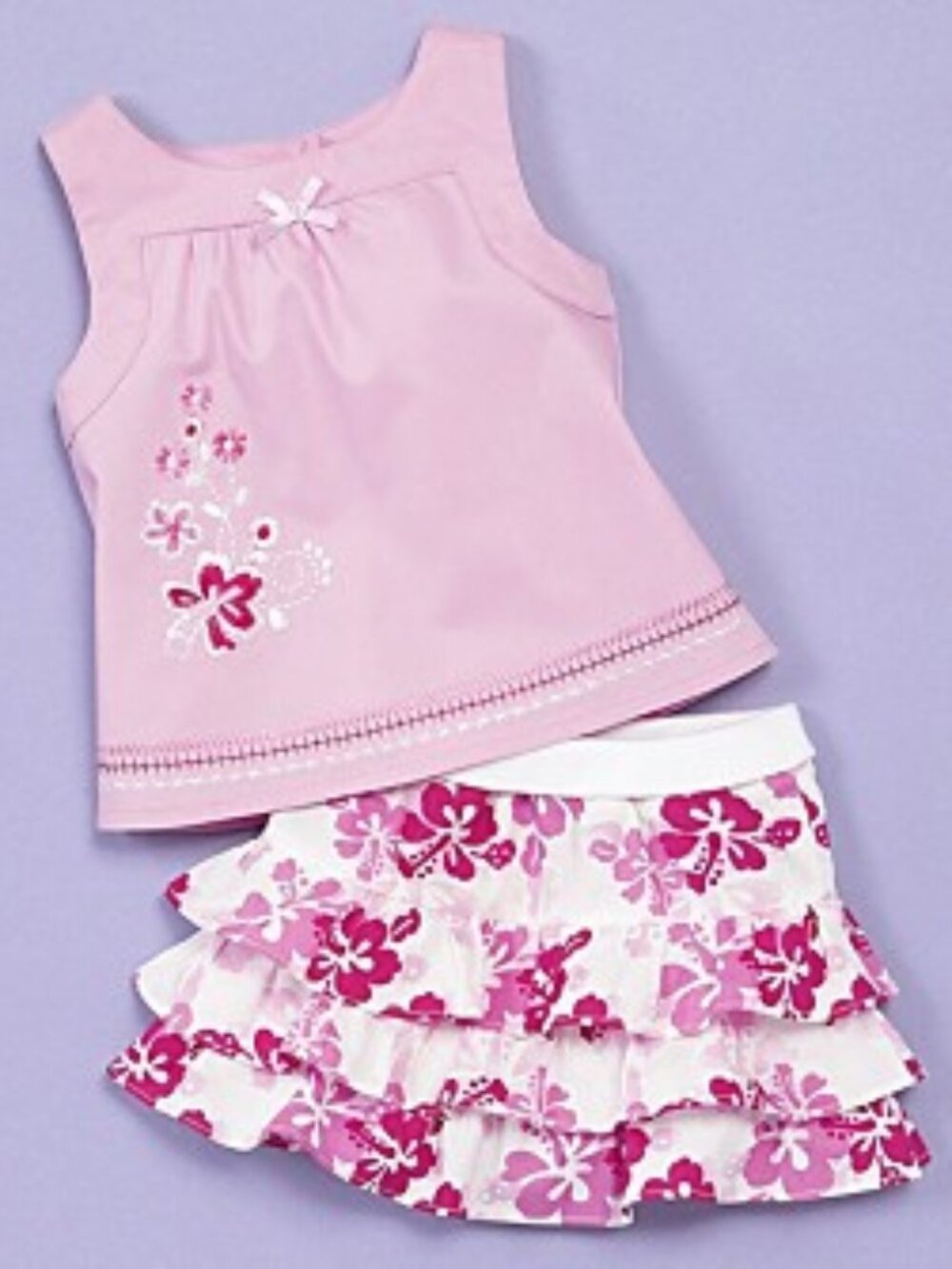 Nannette - Pink Floral Tiered Skort Set